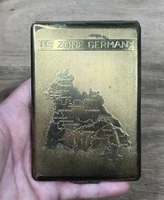 Vintage Gold Tone Brass Cigarette Case US Occupation Zone Germany Military  picture