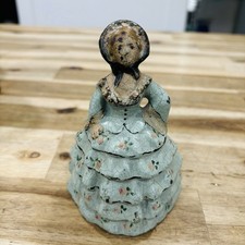 Antique 20s National Foundry Cast Iron Doorstop Colonial Lady Bonnet Hoop Skirt picture