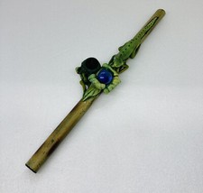 Rare 1970s Pottery Iguana Lizard Wooden Smoking Pipe Pebble Brazil Handmade 11 picture