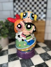 Powerpuff Girls Ceramic Coin Bank Saving the World Before Bedtime 9” NWOT Vtg picture