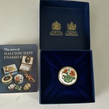 Halcyon Days Enamels Floral Enamel Trinket Box, Blue Velvet Presentation Box picture
