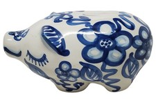 Vintage M. A. Hadley Pottery Piggy Bank Hand Painted Floral Design picture