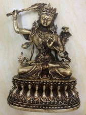 Large Wonderful Tibetan Old Silver Hand Made *Manjushri Bodhisattva* Statues picture