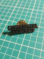 Vtg Cincinnati USA Youve Got To See It Souvenir Black Plastic Lapel Pin picture