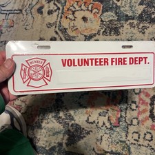 Volunteer Fire Department Metal Aluminum License Plate/Tag Sealed Vintage picture