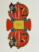Rare 1940s G.M. Co Die-Cut Cardboard Halloween Candy Container Black Cat JOL Car picture