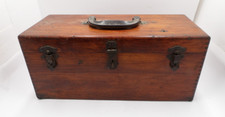 VTG Wooden Tool Box Antique Machinist Chest Dovetail Wood Case Latches Handle picture