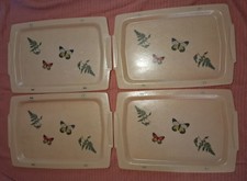Set 4 Vintage MCM Retro Fiberglass TV Lap Trays Only No Legs Butterflies Rare picture