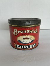 Rare Vtg Brunswick 1/2 lb Coffee Tin Can, Eldridge, Baker Co., Boston, Salem, MA picture