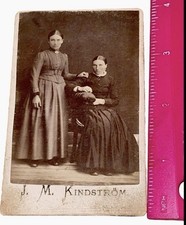 Antique 1800S Victorian Small Cabinet Card Photograph 2 Ladies 1 Sitting  picture