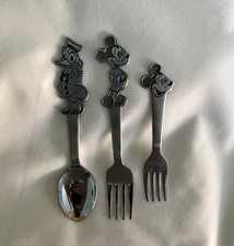 VINTAGE DISNEY MICKEY MINNIE MOUSE DONALD DUCK CHILDRENS BONNY FORK SPOON LOT picture