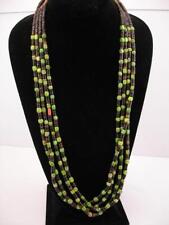 KEWA Santo Domingo 4-Strand Necklace Heishi Beads Gaspeite Green Turquoise Coral picture