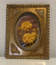 Vintage 1987 J.B. Schofield Gold Gilded Framed Photo Yellow Chrysanthemum 9x7 picture