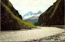 Vintage Postcard,  THOMPSON PASS AND THE LOWE RIVER, VALDEZ AK HIGHWAY  PC 0803 picture