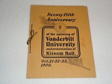 Vanderbilt University 1900 25th Anniversary Kissam Hall Presentation Program picture