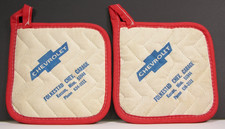 A Pair of Vintage Chevrolet Advertising Pot Holders - Folkestad Chev. Garage picture