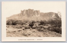 Superstition Mountains Arizona Desert Landscape RPPC Real Photo Postcard picture