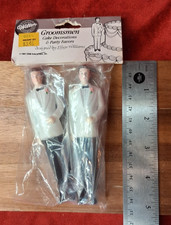 Vintage 1991 Wilton White Coat Groomsmen Figurines Pair NIP Stock 203-9100 4.25