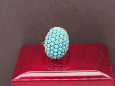 Unique Item Turquoise Cluster Nantucket Basket Ring In 14K Yellow Gold Plated picture