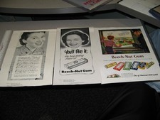 Beech Nut vintage (3) magazine ad & proofs 1939-1952,chewing gum picture