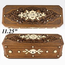 Fabulous Antique Hand Carved Black Forest Glove Box, Unique, Monogram A M picture