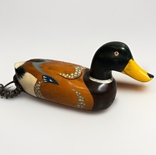 VTG 80s Telemania Wooden Duck Phone Jersey Shore Lights-Up/Quacks Mallard Decoy picture