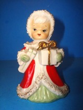 Vintage 1950s Lefton Christmas Angel Bell Figurine Spaghetti Trim Japan picture