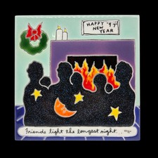 VTG Irene Otis Ceramic Art Tiles Happy New Year