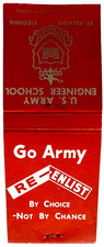 1950s U.S. Army Engineer School Vintage Matchbook Fort Belvoir Virginia Military picture