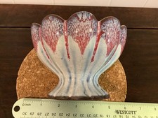 Vintage Chinese Lotus  Ceramic Planter Pedestal Bowl Blue Red Glaze “Meng Cheng