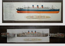 RARE – 1920s. CUTAWAY-longitudinal section- SS PARIS- FRENCH LINE very beautiful picture