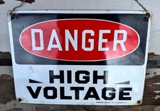 Vintage Danger High Voltage Porcelain Sign SHIPS FREE IN THE USA picture