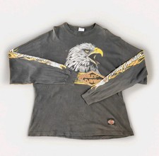 Vtg 1991 Harley Davidson Eagle Flame Long Sleeve Shirt XL Hanes Beefy USA 90s picture