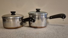 Vintage Revere Ware Copper Bottom Double Ring Pre 1968 2 Qt + 3 Qt picture