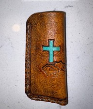 Leather EDC pocket knife slip pouch case sheath fits 3-4 inch folding knives picture