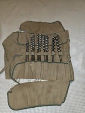 Full Set of Vintage RUSSELL JENNINGS Auger Bits with Roll-up Fabric Pouch /Case picture