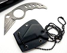 Mini Conceal Carry Full Tang Finger Hole Fixed Blade Neck Knife Kydex Stonewash picture