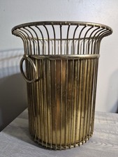 Vintage MCM Gold Wire Wastebasket Mid Century Atomic Hollywood Regency Trash Can picture