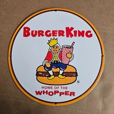 VINTAGE WHOPPER BURGERKING OLD US GASOLINE OIL GAS PUMP ENAMEL PORCELAIN SIGN picture