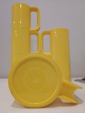 Vtg MADE In ITALY 🇮🇹 HELLER Massimo Vignelli Yellow 4-inches tall Mugs - 6 Pc picture
