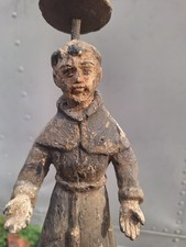 19th Century Antique Wood Mexican Folk Art Wood Santos Saint Religious Halo picture