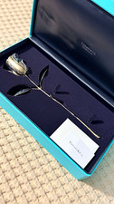 Tiffany & Co. Tiffany Rose Silver Polished Metal Rose Figurine Boxed Rothenberg picture