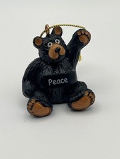 Swibco Waving Black Bear Peace Sign Christmas Ornament (K) picture