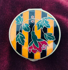 Vintage French Face Powder Compact - Champlevé - C1930 picture