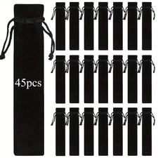45Pcs BLACK Velvet Pen Pouch Drawstring picture