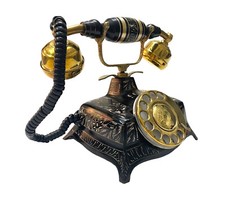 Vintage Antique Solid Beautiful Victorian Brass Rotary Dial Working Telephone picture
