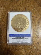 1929 Indian Head Half Eagle Replica 24k Gold Layered Proof Archival *00815* picture