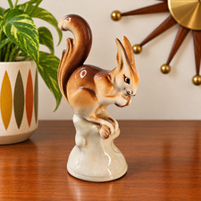 Vintage Royal Dux Czechoslovakia Porcelain Red Squirrel Figurine on Tree Stump picture