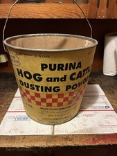 Vintage Purina Hog & Cattle Bucket  4 Or 5 Gallon Cardboard & Metal Hard To Find picture