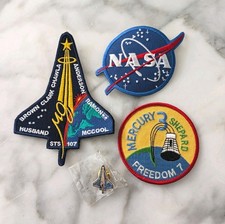Vintage NASA Patch Lot x3 STS 107 Columbia Space Shuttle Mission Mercury Shepard picture